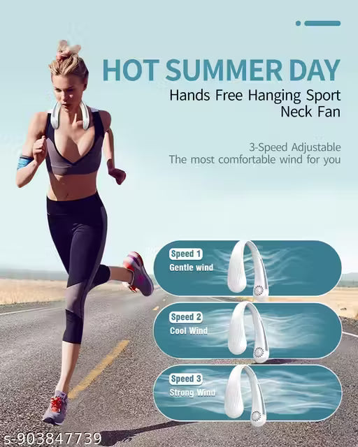 Portable Neck Fan, Bladeless Cooling Fan, 8H Working Time, Headphone Design Personal Fan, Adjustable Neck Fan with 3 Speeds, for Travel Desk Bedroom Matify