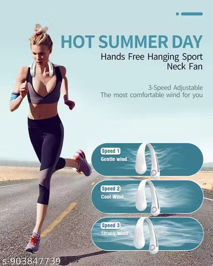 Portable Neck Fan, Bladeless Cooling Fan, 8H Working Time, Headphone Design Personal Fan, Adjustable Neck Fan with 3 Speeds, for Travel Desk Bedroom Matify