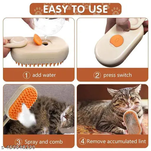 3 in 1 Pet Hair Removal Steam Comb, Perfect for Both Cats & Dogs 🐶🐱 Zapiffy.store